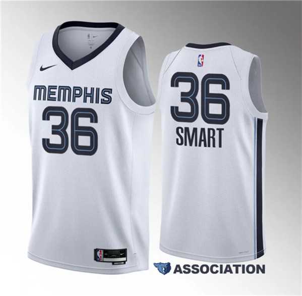 Mens Memphis Grizzlies #36 Marcus Smart White 2023 Draft Association Edition Stitched Basketball Jersey->memphis grizzlies->NBA Jersey
